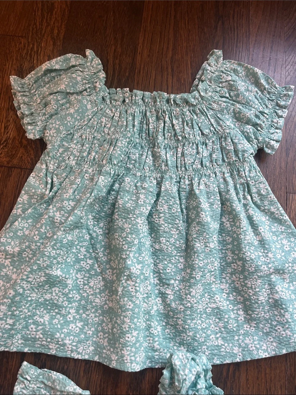 Brand New Mayoral - set of three Girls' light green Floral Smocked Top -